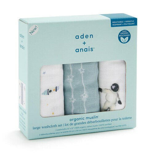 aden+anais エイデンアンドアネイ ウォッシュクロス スペース オーガニック 3枚 セ...
