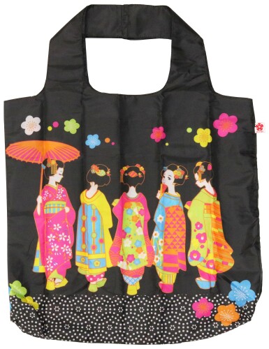 Shopping Bags, Ecology Bags - まつみ工芸 丸三 エコバッグ 舞妓柄 おみやげ袋 5.5cm×10.5cm×5cm ブラック