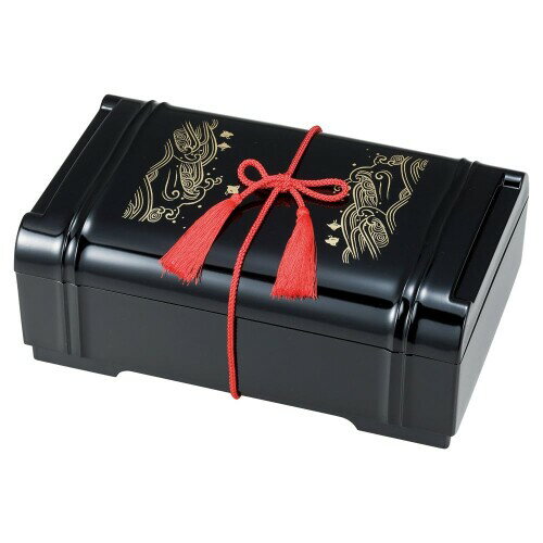 山下工芸 (Yamasita craft) (A)玉手箱盛箱 黒内金 波千鳥(ヒモ別売) 729-20-936