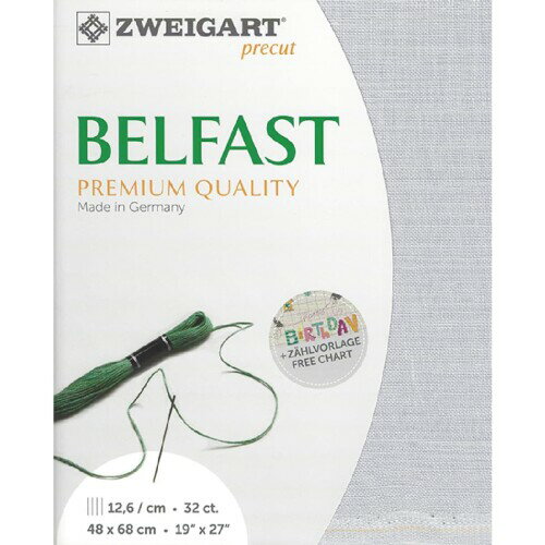ツバイガルト(ZWEIGART) ZWEIGART BELFAST ベルファスト リネン刺しゅうクロス 32CT 約48×68cm グレー ZW3609P-705