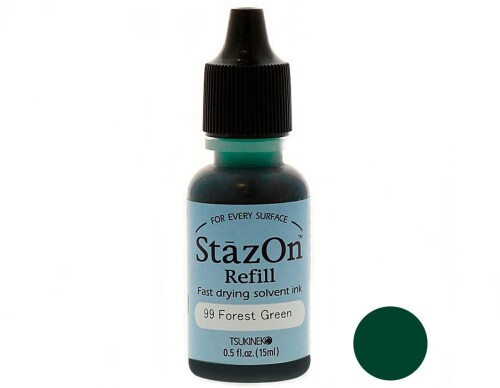 ツキネコ ステイズオン インカー オールマイティーインクパッド 金属 プラスチック 皮革 15ml Forest Green