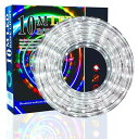 LED チューブライト ロープライト 2芯タイプ 10m 直径10mm イルミネーション電源付き 防水 折り曲げ 造形用 (白(ホワイト) 300球)