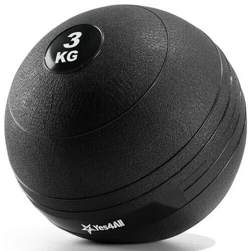 Medicine Ball - Yes4All メディシンボール, ウェイトボール ラバー製 ノンスリップグリップ, 跳ねない設計 室内トレーニング用, 全身エクササイズ, メディシンボール 直径25.5cm