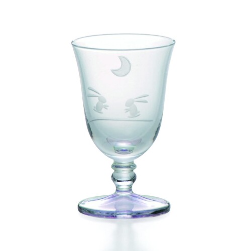 大塚硝子(Otsukaglass) ガラス 台付 冷酒グラス 約70ml 切子 月うさぎ アメジスト 日本製 13H055-AM