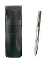 2個パック スリム牛革ペンケース黒 オール金属2色回転ノッチグリップボールペンセット T23-ASB-2CMM-2