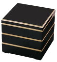 J-kitchens 重箱 日本製 3段 8寸 校倉 黒渕金 23.9cm x 23.9cm x 19.2cm