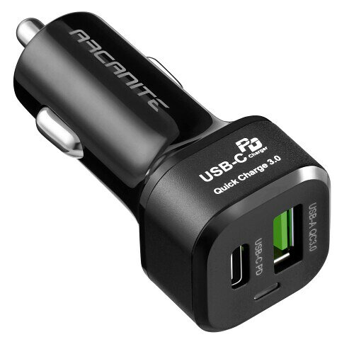 ARCANITE カーチャージャー 車載充電器 Premium+ Power Delivery&Quick Charge 3.0 USB-C PD 27W /USB-A QC3.0 18W 2ポート 合計最大45W急速充電可能 iPhone/iPad/Xperia/Android各種対応 (ブラック)AKCC-245PD