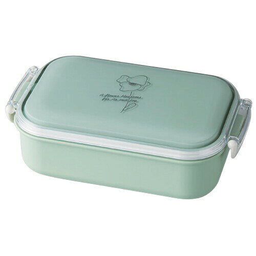 割れにくい 弁当箱 女性 1段 ランチボックス 約10×18cm M Fuwapta 抗菌加工 食洗機 電子レンジ対応 グリーン 23−461099