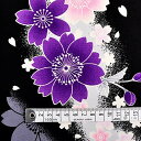 COLORFUL TEXTILE MARKET 生地 布 和柄 浴衣 花柄 流水桜・紫 110cmx100cmD00A9410