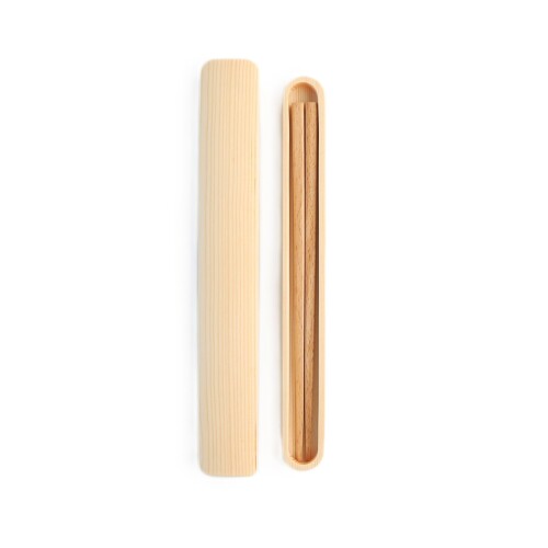 若兆 箸・箸箱セット ブナ ウレタン塗装 ケース長さ20.5cm 箸長さ18cm WK39-10