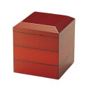 J-kitchens 日本製 重箱 面取45三段重 古代朱 (1組) 13.5cm 漆塗り 手塗り 容器
