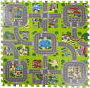 ユノックス 床材 ジョイントマット パズルマット 道路 9枚セット (約31.5x31.5x厚さ1cm/子供 キッズ プレイマット/防音対策/床の傷防止/床暖房対応)