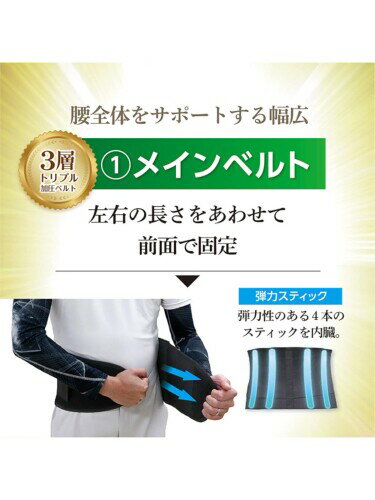 福徳産業 サポートベルト 腰サポーター 加圧ベルト フリーサイズ 男女兼用 作業用 仕事用 コルセット 腰固定 腰負担軽減 腰痛対策 ウエストトリプルベルト #9755 3