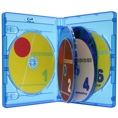 オーバルマルチメディア 6枚収納ブルーレイディスクケース クリアブルー3個G 22mm厚 BD複数枚収納 Blu-rayDiscケース