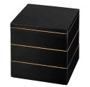 J-kitchens 重箱 日本製 3段 5.5寸 七福 黒 16.5cm x 16.5cm x 16.5cm