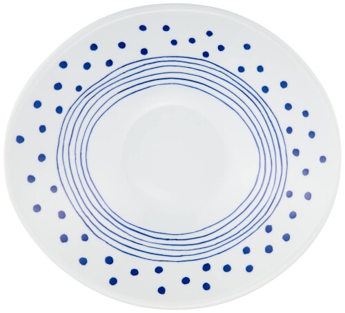 Rakuten - 波佐見焼 ドットライン パスタ皿 カレー皿 楕円 22×20cm 高さ5.7cm 深皿 プレート 皿 はさみやき 北欧 食器 おしゃれ かわいい 電子レンジ対応 食洗機対応 磁器 テーブルウェア 日本製 303253