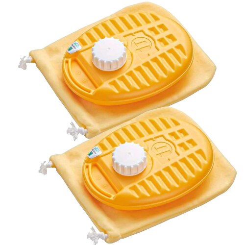 マルカ(Maruka) 湯たんぽ ポリゆた 600ml 袋付き イエロー 2個セット お湯 カバー キャンプ かわいい お腹 腰 小 袋 オフィス 男性 注水 寝る時 あんか エコ 布団 あたため 足下 自然 プラスチ