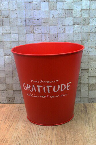 グラススクエア フラワーベース ブリキ鉢 (Gratitude) 大 H18.5×直径18.5cm レッド M001A