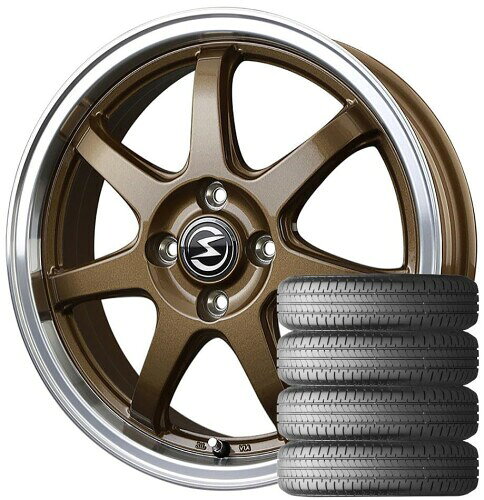 S-HOLD S-7S (15×4.5J 4-100 +45) ブロンズ/リムポリッシュ + BRIDGESTONE(ブリヂストン) NEWNO 165/55R15