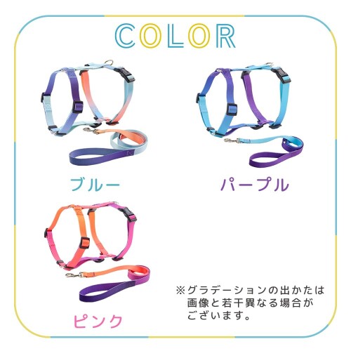 MILASIC 犬用 ハーネスリードセット グラデーション おしゃれ 抜けにくい ソフト胴輪 ダブル固定 小型犬 中型犬 おそろいリード付き TN-DGEG ブルー Mサイズ 2