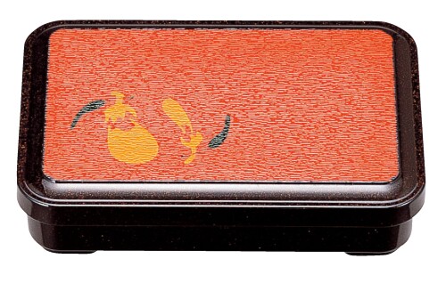 割烹漆器 若泉漆器 （大）長手ライス入れ 朱パールなす 1-415-4