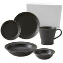 TAMAKI エッジライン 1人暮らし 食器セット ブラック マグカップ350ml ボウルS 300ml カレー&パスタ皿700ml T-924969