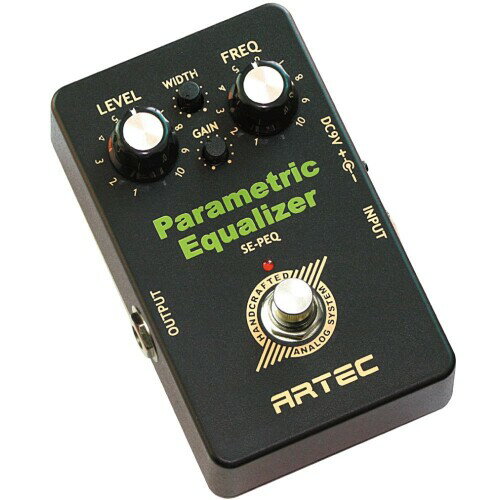 ARTEC エフェクター パラメトリックイコライザー SE-PEQ ARTEC パラメトリックイコライザー コントロール:LEVEL,WIDTH,GAIN,FREQ 電源:DC9V - 006P x 1, パワーサプライ、消費電流:5mA ケース材質:アルミ合金 説明 商品紹介 プロフェッショナルプレーヤーのために造られたパラメトリックイコライザーです。グラフィックイコライザーとは違ってパラメトリックイコライザーは変化の度合いをより正確にコントロールできます。WIDTHをコントロールすればさらにイメージに近づけることも可能です。まさにプロミュージシャンが使いたくなるイコライザーです。 ご注意(免責)必ずお読みください こちらの製品にはACアダプターは付属いたしません。 また、正常なモノラルフォン以外では正確に動作いたしません。 商品コード20064548886商品名ARTEC エフェクター パラメトリックイコライザー SE-PEQ型番SE-PEQ※他モールでも併売しているため、タイミングによって在庫切れの可能性がございます。その際は、別途ご連絡させていただきます。※他モールでも併売しているため、タイミングによって在庫切れの可能性がございます。その際は、別途ご連絡させていただきます。