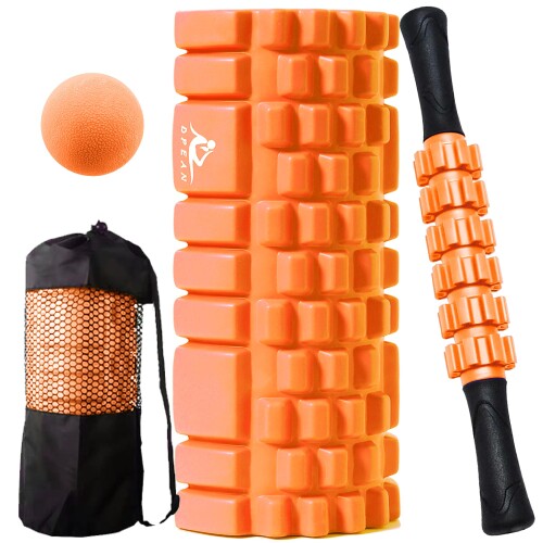 フォームローラー DPEAN 筋膜リリース ヨガポール トリガーポイント マッサージボール ストレッチ器具 ?ローラー ショート ハーフ エクササイズ トレーニング 器具 収納袋付き(4in1セッ