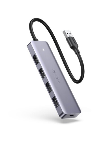 UGREEN USB 3.0 ハブ 4ポート拡張 USB ハブ USB C電源供給 セルフパワー/バスパワー USB 高速ハブ 軽量型 PS5 PS4 Windows/Mac OS対応 LEDランプ付き (4A-15CM)
