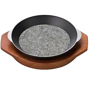 J-kitchens 丸 石焼鍋 20cm ( 鍋 21.8cm x 19.8cm x 3.3cm )石焼き鍋 用 木台 付き 韓国製/器 791061
