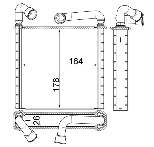 MAHLE Interior heat exchanger 熱交換器、室内ヒーター SKODA OCTAVIA III (5E3, NL3, NR3) 1.2 TSI 05.2015-02.2017 AH 253 000S