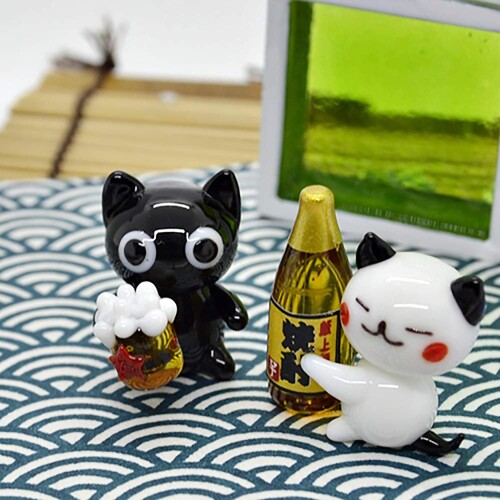 フォーカート かわいい 猫 手作り ガラス細工 のんべえネコ CYK1539 [3]
