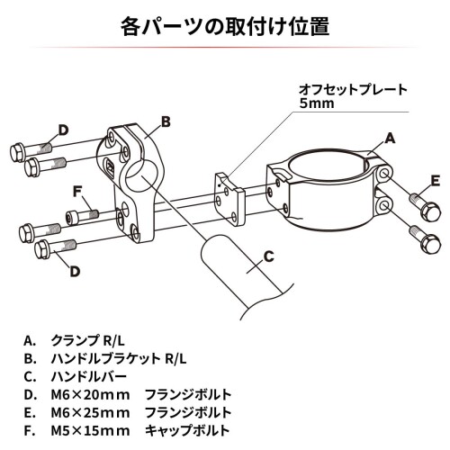 ジータレーシング(ZETA RACING) パイロットハンドル用オプション ハンドルブラケッ...