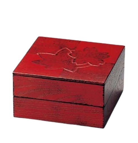 J-kitchens 重箱 日本製 木製 色紙春秋布張 70二段オードブル 根来 （1組) 21.3cm おせち用