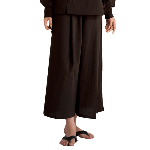 アルべ 和風パンツ ワイド レディース ウエストゴム 裾上げ不要 ポケット付 和食 居酒屋 割烹 寿司 制服 DN8505 C-7 茶 15号