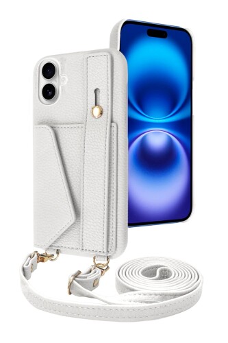 シズカウィル iPhone 16 Plus 用 ケース ショルダー アイファンデ5 ストリートモード スノーホワイト 1個入り