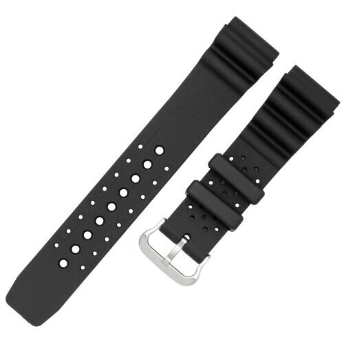 (クレファー) 時計ベルト 22mm ウレタン 耐水 ベルト 簡単 工具付き ブラック KU-20 ダイバータイプ