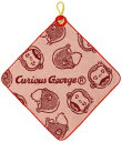 おさるのジョージ Curious George フェイス ウォッシュタオル レッド ループ付き リボーンコットン フルフィーコットン 68-2071080(4)