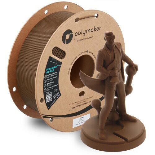 ポリメーカ(Polymaker)3Dプリンタ—用耐熱性フィラメント Polymaker HT-PLA 1.75mm径 1kg巻 Polymaker HT-PLA Brown PolymakerのHT-PLAフィラメントは、150[度]までの温度でも反りや変形を起こさずに耐えられるよう設計された、高品質な耐熱性3Dプリント素材です。 HT-PLAは、工業用グレードの耐久性と標準PLAの容易な印刷性・高精度を兼ね備えています。最大300mm/秒の印刷速度にも対応し、高機能部品をかつてない速さで造形できます。 高温環境下でも信頼性の高い高強度3Dプリントフィラメントをお探しなら、HT-PLAが最適なソリューションです。 素材:PLA フィラメント径:1.75 mm(±0.05 mm) フィラメント重量:1 kg スプール径:20 cm / スプール穴径:5.5 cm / スプール厚:6.5 cm PolymakerのHT-PLAフィラメントは、150[度]までの温度でも反りや変形を起こさずに耐えられるよう設計された、高品質な耐熱性3Dプリント素材です。 HT-PLAは、工業用グレードの耐久性と標準PLAの容易な印刷性 ■高精度を兼ね備えています。最大300mm/秒の印刷速度にも対応し、高機能部品をかつてない速さで造形できます。 高温環境下でも信頼性の高い高強度3Dプリントフィラメントをお探しなら、HT-PLAが最適なソリューションです。 商品コード20080880935商品名ポリメーカ(Polymaker)3Dプリンタ—用耐熱性フィラメント Polymaker HT-PLA 1.75mm径 1kg巻 Polymaker HT-PLA Brown型番PA17010サイズ1kgカラーブラウン※他モールでも併売しているため、タイミングによって在庫切れの可能性がございます。その際は、別途ご連絡させていただきます。※他モールでも併売しているため、タイミングによって在庫切れの可能性がございます。その際は、別途ご連絡させていただきます。