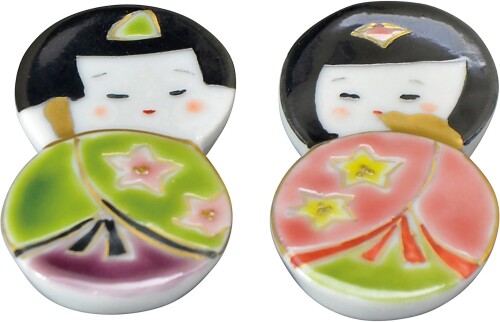 京焼 清水焼 箸置き マルチ 2.5×5cm京焼 清水焼 紫泉窯 箸置 (化粧箱入) 雛わらべ HEH640 ペア