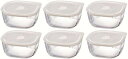 HARIO(ハリオ) 日本製 耐熱ガラス製 密閉保存容器・角 600ml BUONO kitchen KSTM-60-TW 6個セット(3)