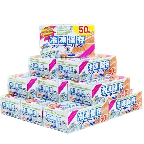 大日産業 たっぷり冷凍保存フリーザーバッグ中 100枚 (50枚×12箱) 18cm×20cm Wジッパー 透明 新鮮保存 大容量