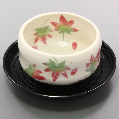 美濃焼 ゆったり碗 (茶托付) 紅葉 日本製 503-04