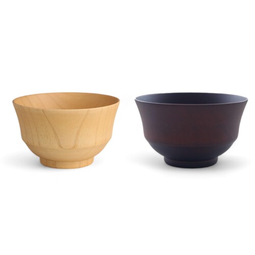 Rakuten - J-kitchens 味噌汁 お椀 木製 ペアー 木彩 ナチュラル & ダークブラウン 椀 S 10.5cm x 6.3cm Current model