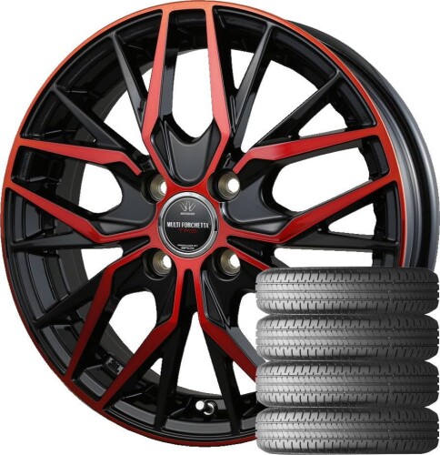 ロクサーニ マルチフォルケッタ TR5 (15×4.5J 4-100 +45) ブラックポリッシュ/レッドクリア + BRIDGESTONE(ブリヂストン) NEWNO 165/55R15