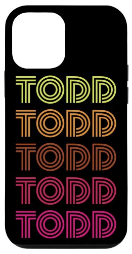 iPhone 12 mini First Name Todd ファンキー レトロ ヴィンテージ ディスコデザイン スマホケース