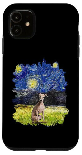 iPhone 11 Starry Night Impressionist - ドッグアート イタリアン グレイハウンド スマホケース