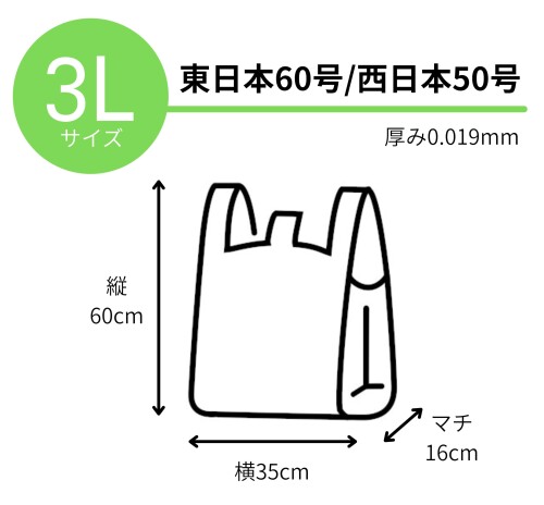 TBM 手付き ポリ袋 乳白色 3L 横35cm+マチ16cm×縦60cm×厚み0.019mm LimeAir Bag 炭酸カルシウム入り 環境配慮型 中身が見えにくい ゴミ袋 レジ袋 100枚×2セット [2]