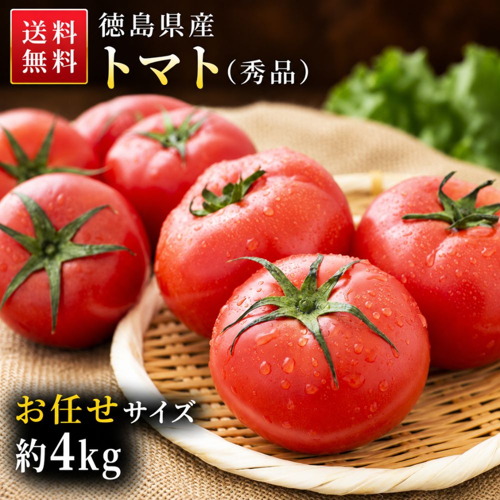 トマト 徳島県産 約4kg 【送料無料】 とまと 新鮮 生トマト 徳島 国産 旬 野菜 詰...