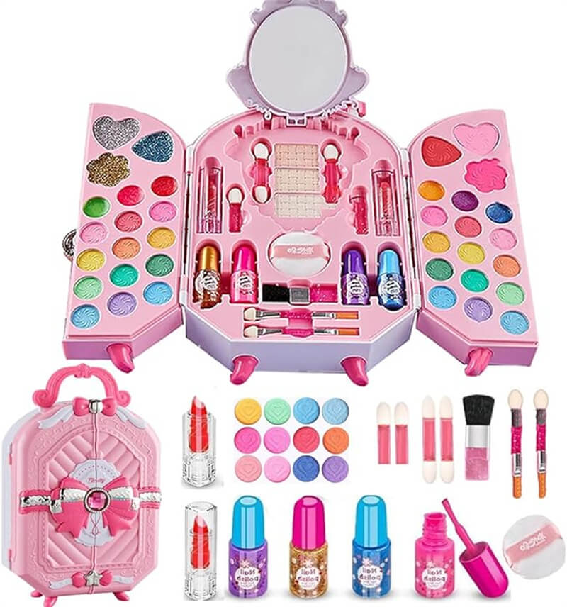 安全な素材を使用した本物のコスメ： 子ども用メイクアップセットは、安全で高品質の素材を使用しており、洗えて、無毒。水性で肌に優しい素材です。お子様が安全に遊べます。 本物の子ども用メイクアップキット： 小さな女の子がドレスアップするためにデ...